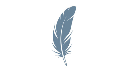 Fototapeta premium Elegant Blue Feather Isolated on White Background, Delicate and Light
