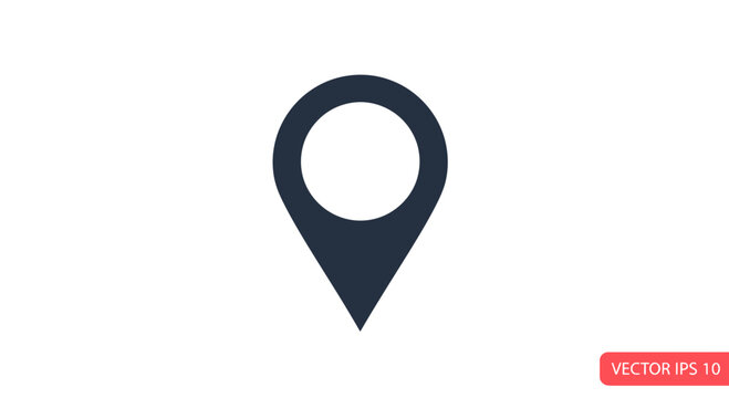 Dark Blue Location Pin Icon on White Background