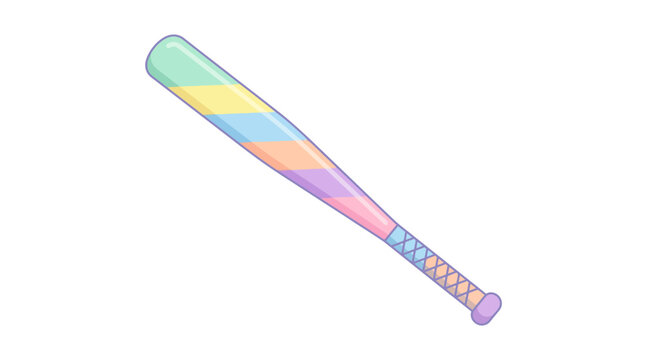 Colorful Pastel Rainbow Baseball Bat Illustration.