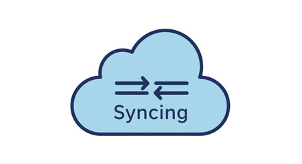 Fototapeta premium Cloud Icon Arrows Indicating Data Syncing Transfer Devices Networks Blue Bidirectional Represents