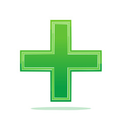 Fototapeta premium Green layered plus symbol vector graphic with gradient