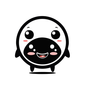 Cute kawaii panda character with big eyes and rosy cheeks, smiling happily.