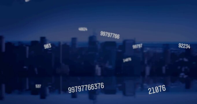 Animation of thank you text over cityscape