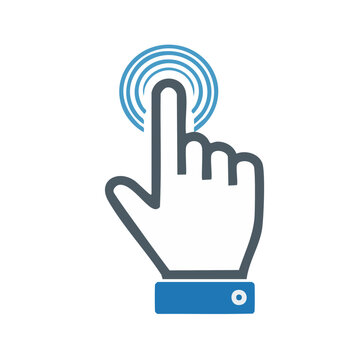 Digital cursor hand icon indicating interaction with a touch screen or interface