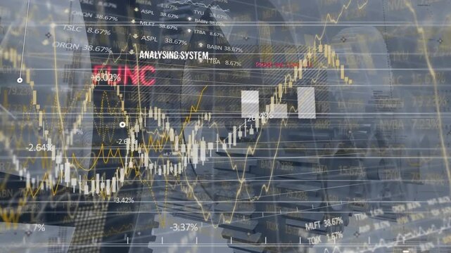 Animation of data processing over cityscape