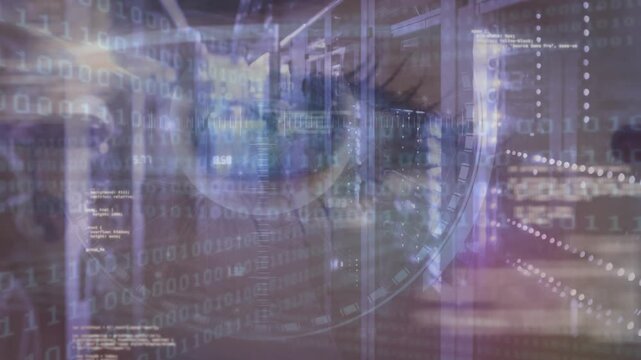 Animation of data processing over lift in office