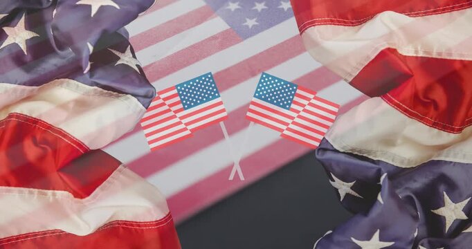 Animation of flags of usa moving over flag of usa
