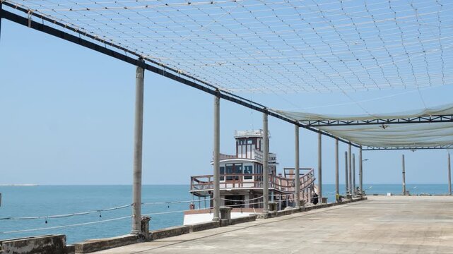 Side of Beautiful modern port in the morning No passengers have arrived ye