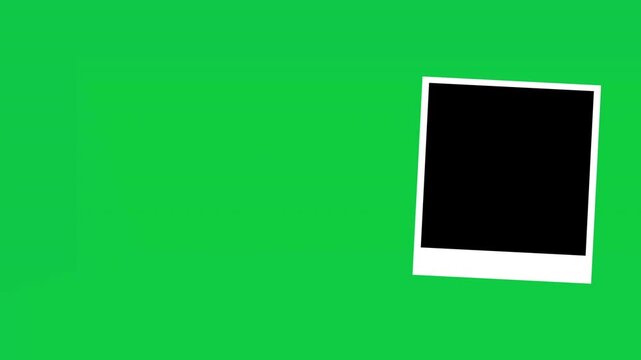 Blank Polaroid Instant Photo Frame on Green Screen Background.