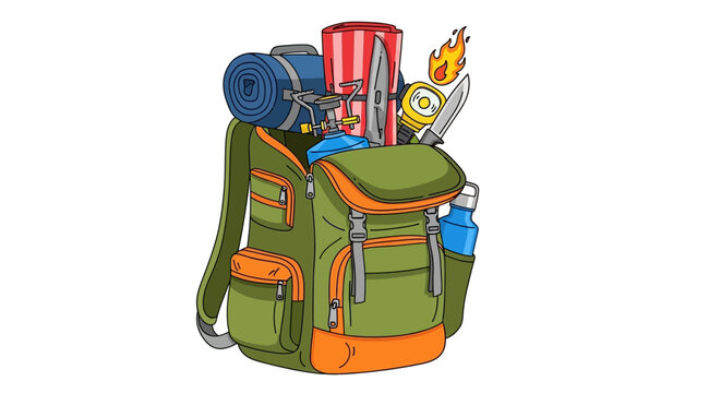 Fully Packed Backpack for Outdoor Adventure and Camping.