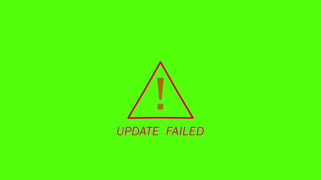 update failed warning alert Cyber security defense and secure digital systems protection against cyber attacks Urgent threat notification concept  transparent background in 4K animation with alpha cha
