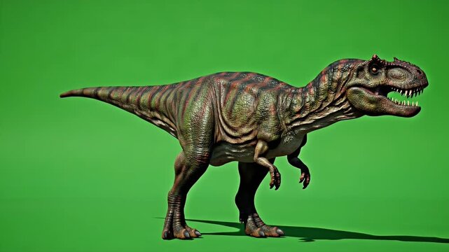 Realistic Allosaurus Dinosaur Full Body Idle Breathing Loop Isolated Green Screen Background Natural Movement Detailed Texture 4K UHD
