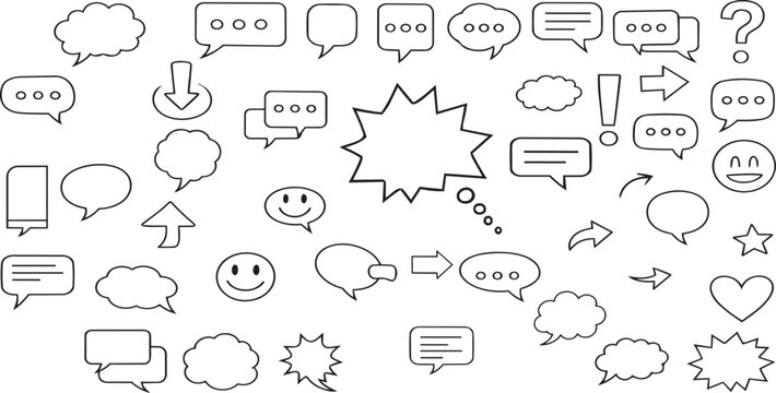 Collection of various speech bubbles and chat icons
