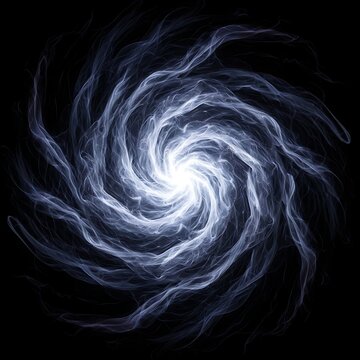 Swirling Blue and White Light Vortex with Bright Center Against a Dark Background Abstract Energy Form