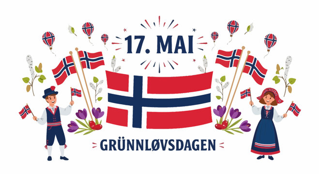 Norway 17th May Constitution Day Celebration with Children in Traditional Costume