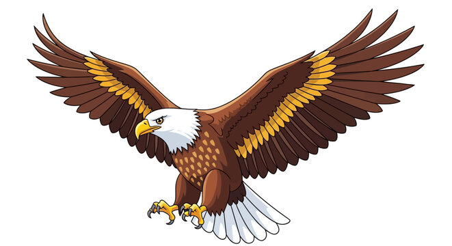 Majestic Bald Eagle Soaring with Wings Spread Wide.