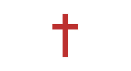 Obraz premium Red Christian Cross Symbol on White Background
