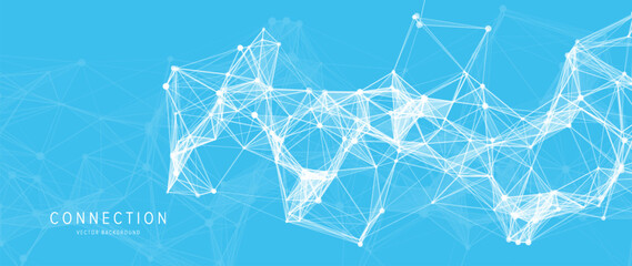 Futuristic connection structure with glowing nodes and lines abstract polygonal network background © ket4up
