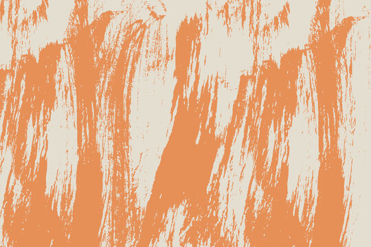 Grunge painbrush smear background. Distress overlay vector orange texture. Thick brush stroke rough dry paint backdrop. 