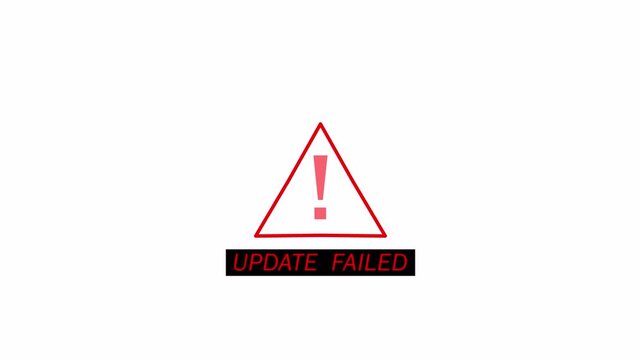 update failed warning alert Cyber security defense and secure digital systems protection against cyber attacks Urgent threat notification concept  transparent background in 4K animation with alpha cha
