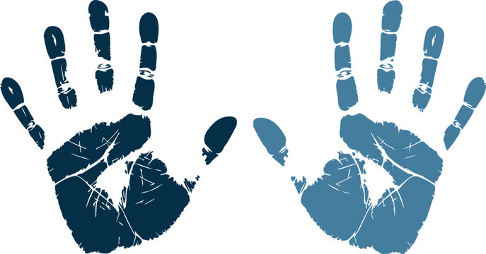 Handprints, dual color illustration, creative abstract design, artistic textured palms, vector concept, modern minimalistic pattern, human expression, symbolic touch, decorative artwork.