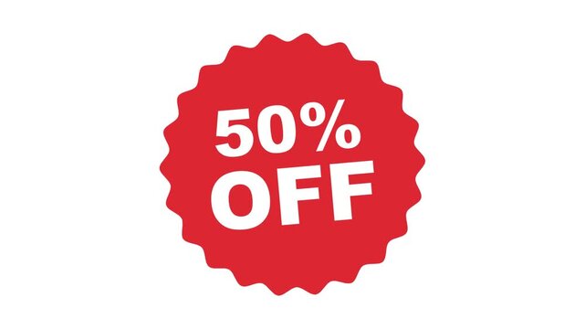 Sale and discount labels. Price off tag icon.  50 percent sale, vector, video, illustration.