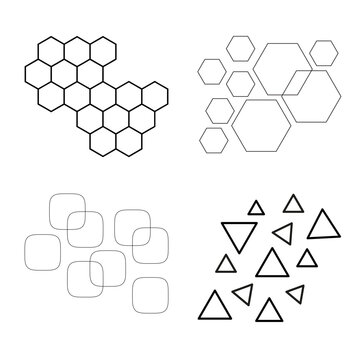 Geometric Shape Icons Set with Hexagon Triangle and Abstract Elements