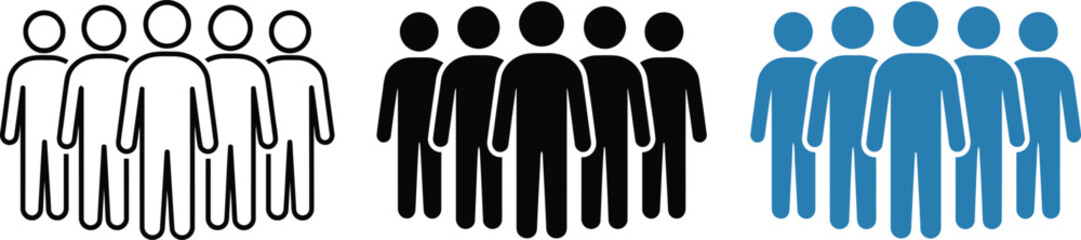 Human silhouettes in different colors standing in groups © MSTKAJOLREKHA