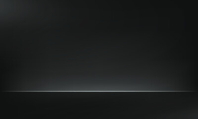 Fototapeta premium Black studio room background. Empty room with light effect. Space for selling products on the website. Vector illustration.