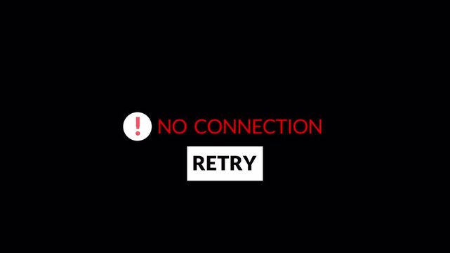 refresh network signal issue complete signal loss or in transparent background in 4K animation with alpha channel no network connectivity for mobile apps, online tools, and internet error alerts 