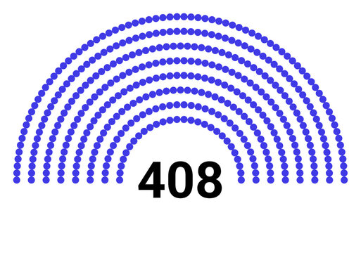 Hemicycle 408 seats - 8 rows