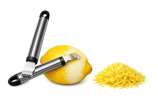 Lemon zester and citrus zest on transparent background