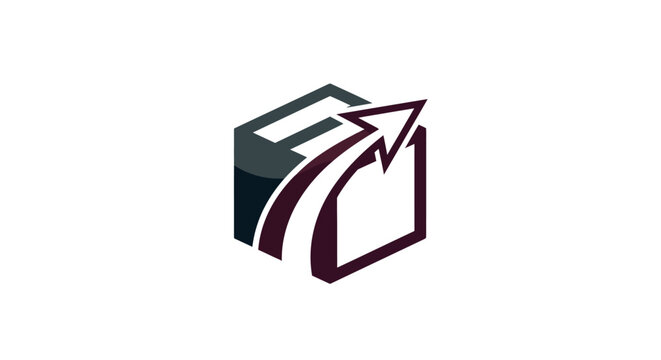 Abstract box logo with upward arrow for delivery or growth