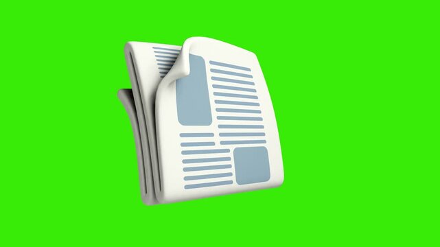 Folded Newspaper with Curved Pages isolated 3d icon motion