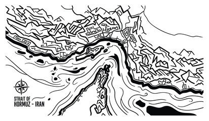 Obraz premium Strait of Hormuz map Iran location geographic artwork