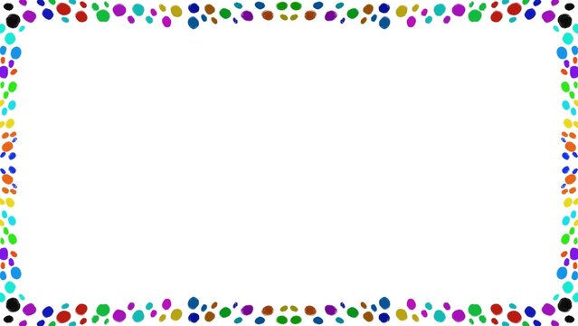 Colorful Dotted Border Frame on White Background.