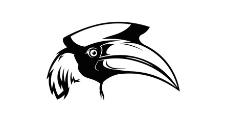 Stylized black and white hornbill bird head illustration. © dailystock