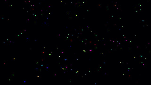 Bright exploding confetti animation on black background. Confetti falling in a festive. Celebration party burst- Beautiful sparkling gradient confetti animation. Falling multicolor confetti particles.