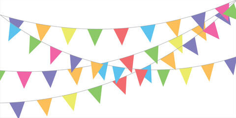 Obraz premium Colorful watercolor carnival garland with flag. Decorative colorful party pennants for birthday celebration, festival decor. Colorful bunting flags. vector illustration