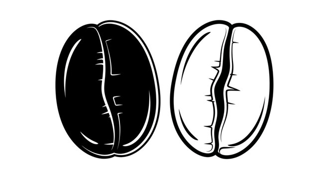 Two coffee beans one black one white illustration.