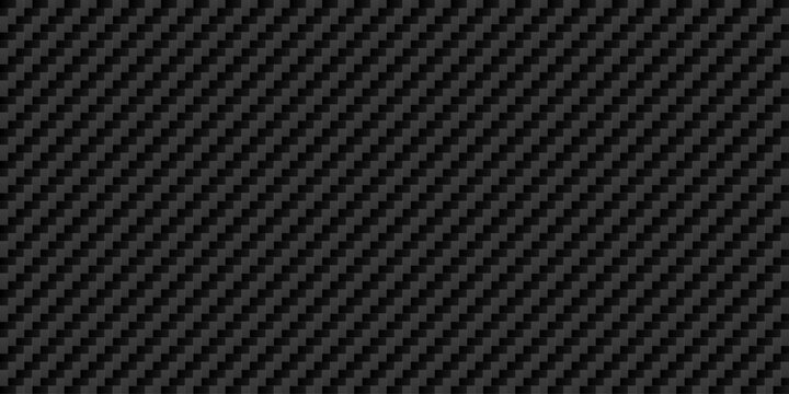 Dark carbon fiber seamless pattern. Background of textile fabric material for car tuning. Cloth macro or kevlar crisscross texture. Vector illustration 