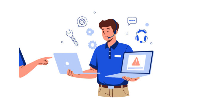 Technical support specialist assisting with computer issues.