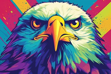 Fototapeta premium Colorful Eagle Head Pop Art – Vibrant Abstract Bird Illustration