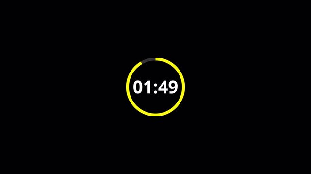 120 to 0 seconds, 2 minute countdown timer with alpha channel , Two minutes circle countdown video.