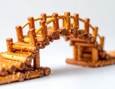 Miniature Wooden Bridge Model Closeup.