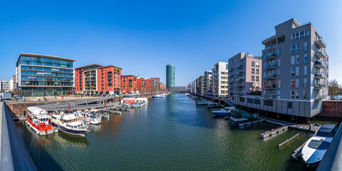 Blick über Westhafen, Frankfurt am Main, Hessen, Deutschland 