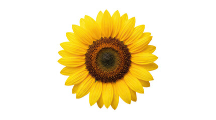 Obraz premium Bright yellow sunflower with vibrant petals and a dark center showcasing natural beauty isolated on a neutral background with png background
