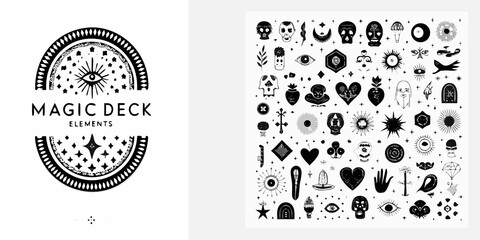 Occult symbols and designs presented on a magic deck illustration © Partha