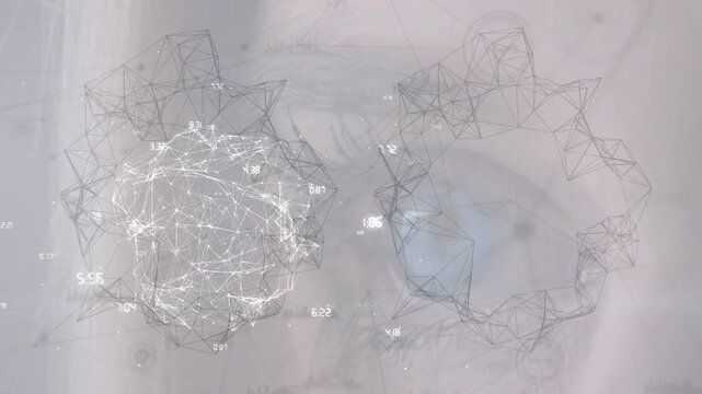 Animation of data processing and network of connections over eye