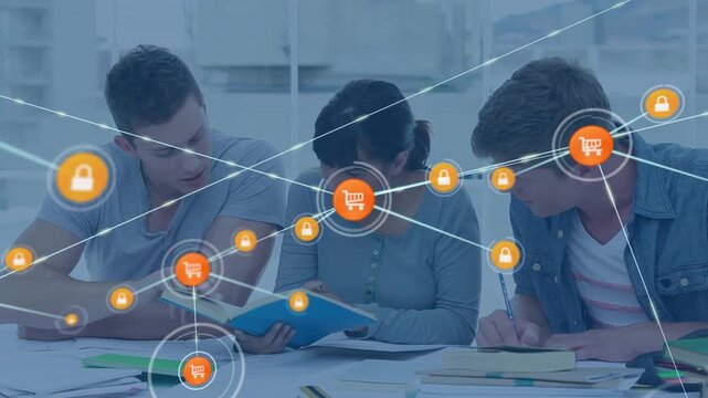 Animation of network of connections over diverse students learning